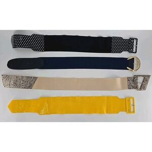 4 Lot 80s Astor & Pearl Women Wide Dress Belts - W Germany & USA - Stretch S - M